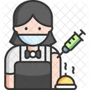 Female Waiter Vaccination  Icon