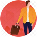 Tourist Male Tourist Waiting With Luggage Icon