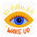 Wake Up Eye Typography Icon