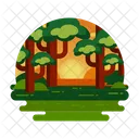 Wald Sonnenuntergang Naturlandschaft Waldlandschaft Symbol