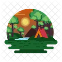 Nachtcamping Waldcamping Campinglandschaft Symbol