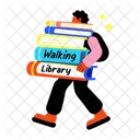 Walking Library Books Bibliophile Icon