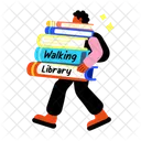 Walking Library Books Bibliophile Icon