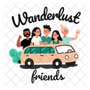 Wanderlust Friends Travel Adventure Icon