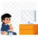 Watching Tv Kids Children Icon
