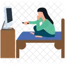 Watching Tv Leisure Time Video Screen Icon