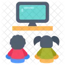 Watching Tv Cartoon Watching Fun Time Icon