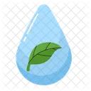 Water Drop With Leaf Skincare Water Droplet Icon