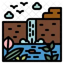 Waterfall River Landscape Icon