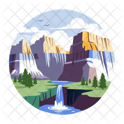 Waterfall landscape  Icon