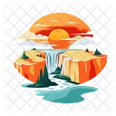 Waterfall sunset  Icon