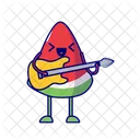 Watermelon Playing Guitar Playing Guitar Cute Icon