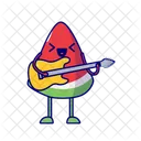 Watermelon Playing Guitar Playing Guitar Cute アイコン