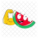 Fitness Fruit Watermelon Slice Bicep Muscle Icon