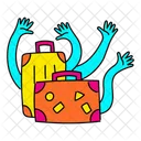Vibrant Suitcase Wave Hands Illustration Farewell Luggage Waving Suitcase Icon
