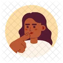 Stroking Chin Wavy Hair Woman Choice Making Icon