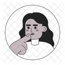 Wavy hair african american female stroking chin  Icon