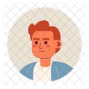 Standing Man Wavy Hair Caucasian Face Cheerful アイコン