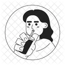 Wavy hair indian girl sipping straw  Icon