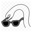 Black Monochrome Holding Eyeglasses Illustration Wearing Glasses Eyewear In Hand Icon