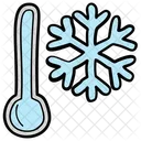 Weather Winter Thermometer And Snowflake Icon