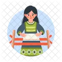 Weaving Woman Knitting Character Icon