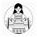 Weaving Woman Knitting Character Icon