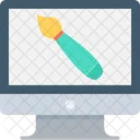 Monitor Paintbrush Web Icon