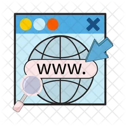 Website in monitor, cursor and search bar  Icon