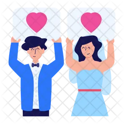 Wed Couple Placards  Icon