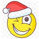 Weihnachtsmann Zwinkert Emoji Zwinkernder Ausdruck Emotag Symbol