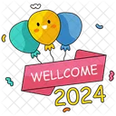 Welcome 2024 New Year Celebration Icon