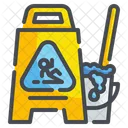 Wet Floor Warning Signaling Icon