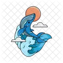 Whale in waves  Icon