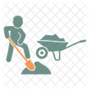 Wheelbarrow Construction Worker Icon
