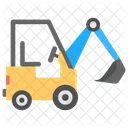 Wheeled Excavator Construction Icon