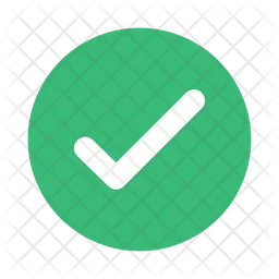 White check mark on green circle flat design  Icon