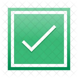 White check mark on green square box  Icon