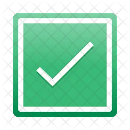 White check mark on green square box  Icon