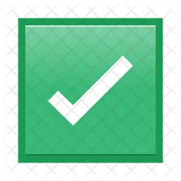 White check mark on green square box  Icon