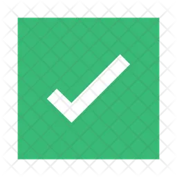 White check mark on green square box flat design  Icon