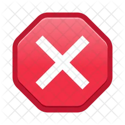 White cross mark on red octagon button  Icon