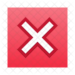 White cross mark on red square box  Icon