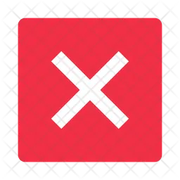White cross mark on red square box flat design  Icon