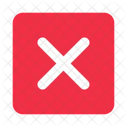 White cross mark on red square box flat design  Icon