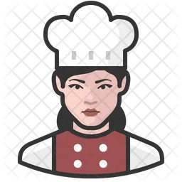 White Female Chef  Icon