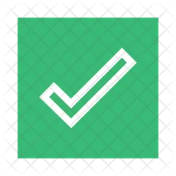 White outline check mark on green square box  Icon