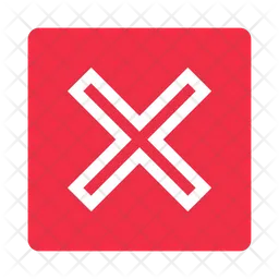 White outline cross on red square box  Icon
