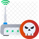 Wifi Hack Danger Skull Icon