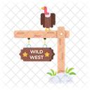 Wild West Hanging Board Wooden Sign Icon